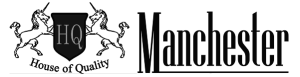 Logo featuring two lions flanking a shield with "HQ" and the text "House of Quality Manchester.